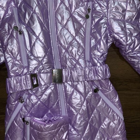Quilted One-piece Metallic Purple SnowSuit New - Picture 3 of 7
